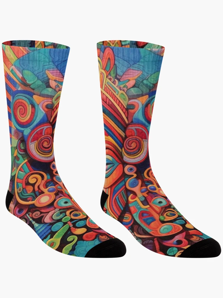 Thumbnail 3 of 5, Socks, Abstract Aztec Patterns designed and sold by Desfix.