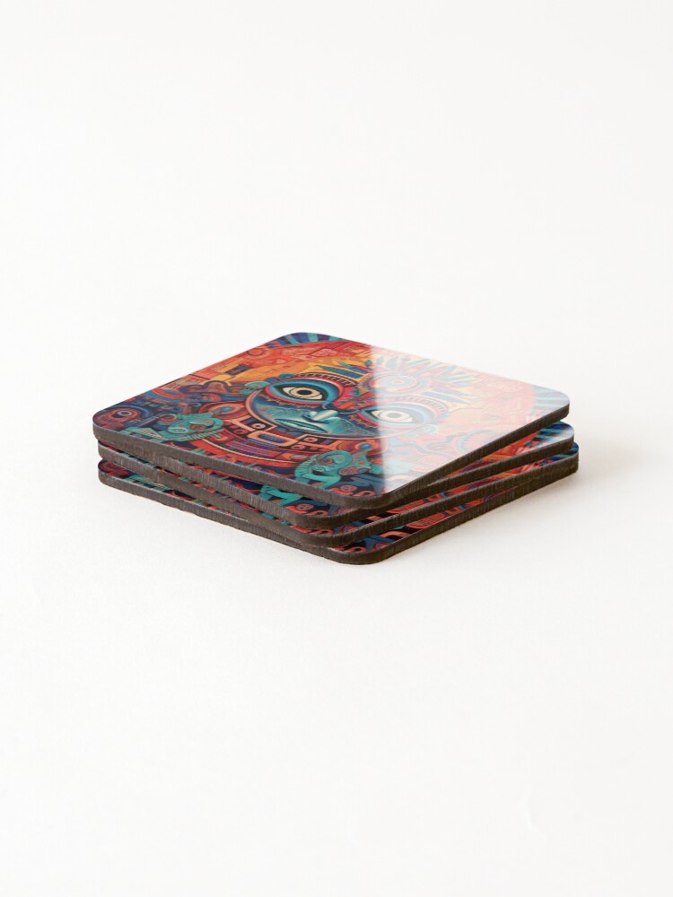 Thumbnail 4 of 5, Coasters (Set of 4), Abstract Aztec Patterns designed and sold by Desfix.