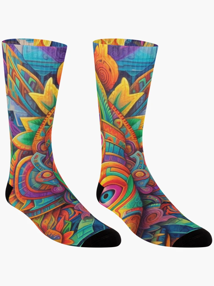 Thumbnail 3 of 5, Socks, Abstract Aztec Patterns designed and sold by Desfix.