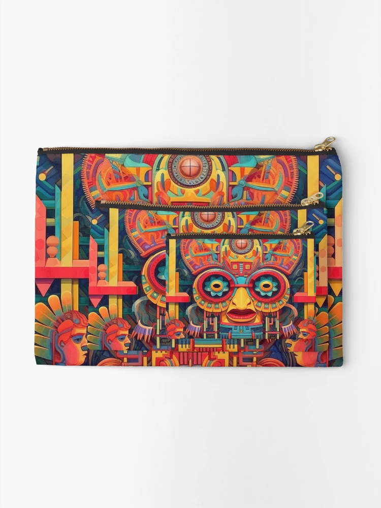 Thumbnail 2 of 4, Zipper Pouch, Abstract Aztec Patterns designed and sold by Desfix.