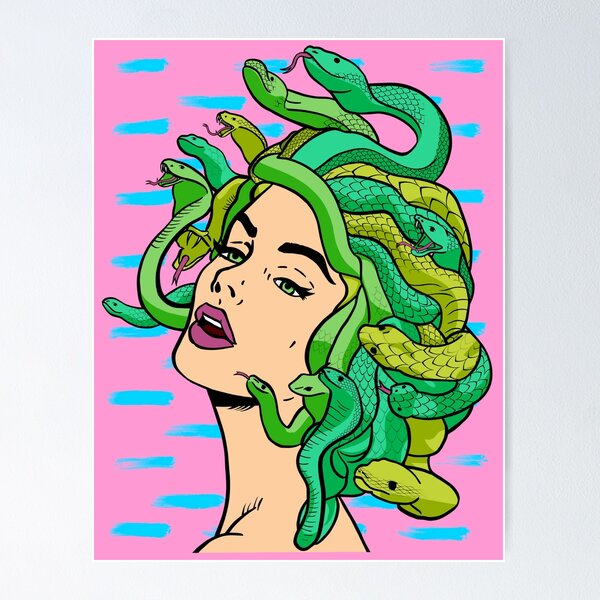 Abstract Medusa in Pop Art Greek Mythology Tattoo | Premium