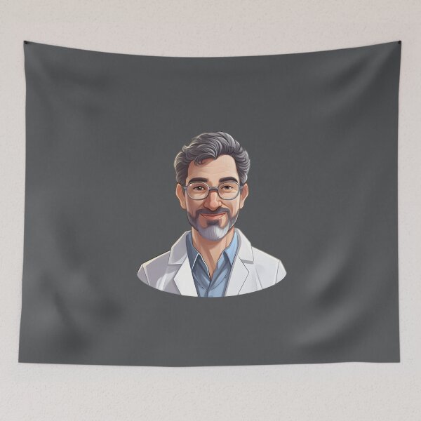 Item preview, Cartoon Style Portrait - Man Doctor/Scientist/Lab Worker/Chemist designed and sold by Radibor78.