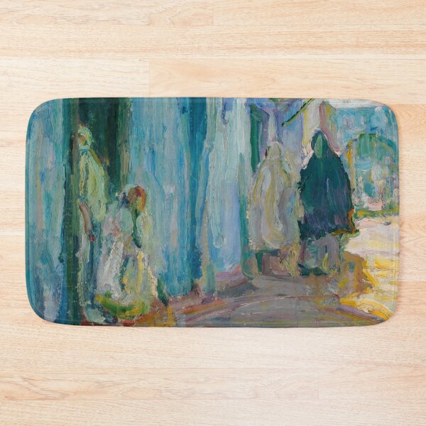 Item preview, Vintage Street Scene in Tangier, Morocco Oil Painting | P266 designed and sold by Piccolo Fiore Prints.