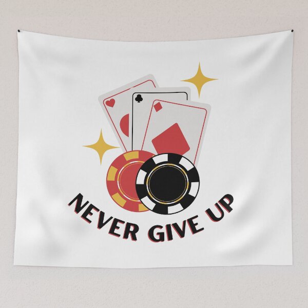 Item preview, Gambling Poker Shirt with card and chips -- "Never Give Up" designed and sold by ColorRealm.