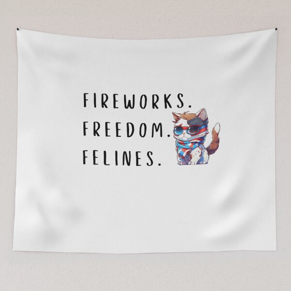 Item preview, Fireworks, Freedom, Felines Fourth of July Cat  designed and sold by CKHorizonDesign.