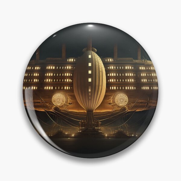 Item preview, Airship's Nocturnal Journey Around Megastructures: A Retro-styled Digital Art Exploration designed and sold by WFTan.