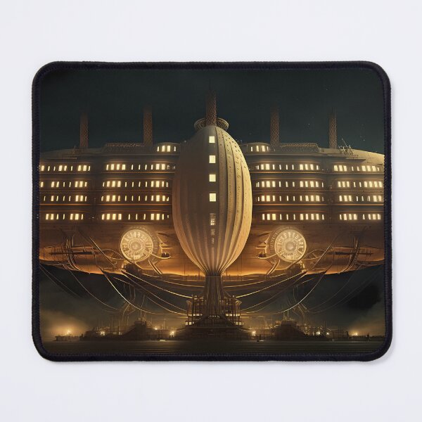 Item preview, Airship's Nocturnal Journey Around Megastructures: A Retro-styled Digital Art Exploration designed and sold by WFTan.