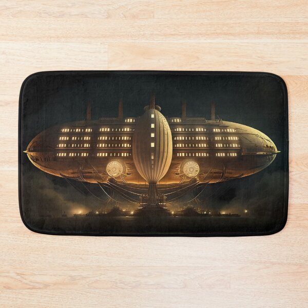 Item preview, Airship's Nocturnal Journey Around Megastructures: A Retro-styled Digital Art Exploration designed and sold by WFTan.
