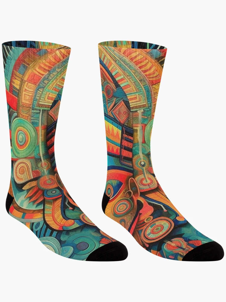 Thumbnail 3 of 5, Socks, Abstract Aztec Patterns designed and sold by Desfix.