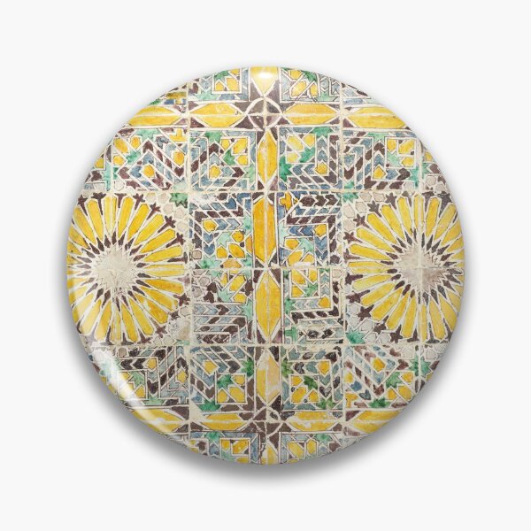 Item preview, Vintage Moroccan Tile Watercolour Pattern in Yellow, Green and Blue | P270 designed and sold by Piccolo Fiore Prints.
