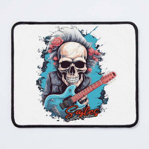 Item preview, Cartoon skull playing the guitar designed and sold by SajlesCustom.