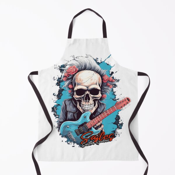 Item preview, Cartoon skull playing the guitar designed and sold by SajlesCustom.