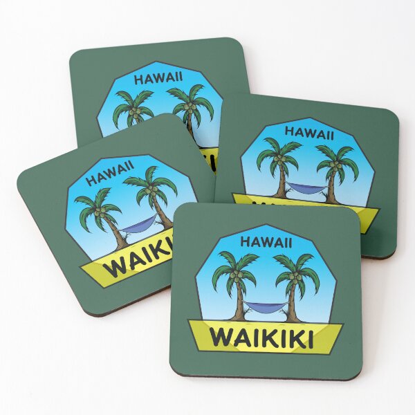 Item preview, Waikiki honolulu beach in hawaii with palm trees  designed and sold by Donutlovers.