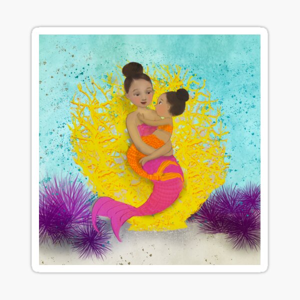 Mermaid Mom and Child Sticker