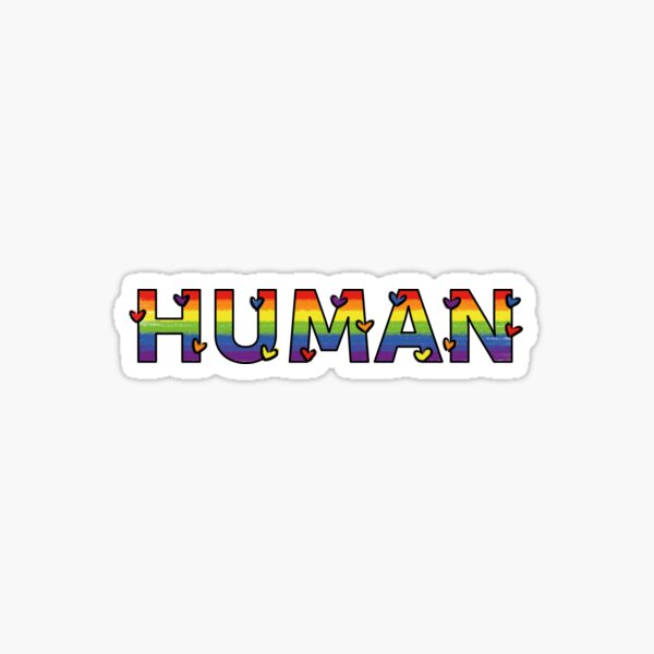 Regenbogenmensch mit Herzen Sticker