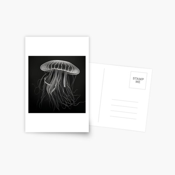 Item preview, Black and white jellyfish drawing designed and sold by Pencil-Art.
