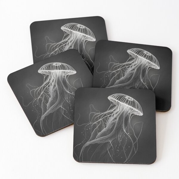 Item preview, Black and white jellyfish drawing designed and sold by Pencil-Art.