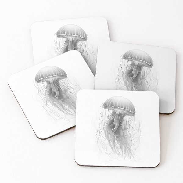Item preview, Black and white jellyfish drawing designed and sold by Pencil-Art.