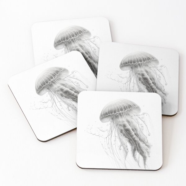 Item preview, Black and white jellyfish drawing designed and sold by Pencil-Art.