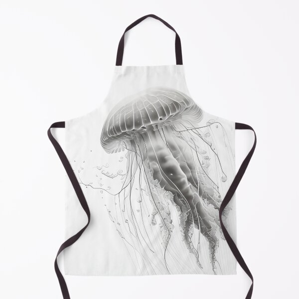Item preview, Black and white jellyfish drawing designed and sold by Pencil-Art.