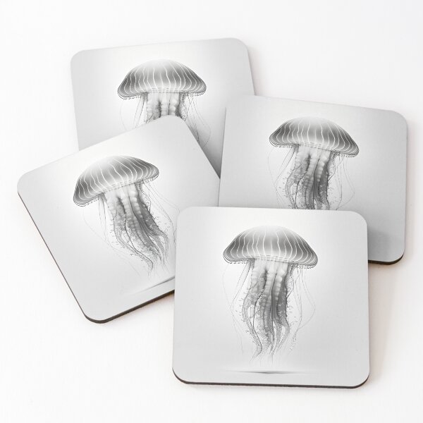 Item preview, Black and white jellyfish drawing designed and sold by Pencil-Art.