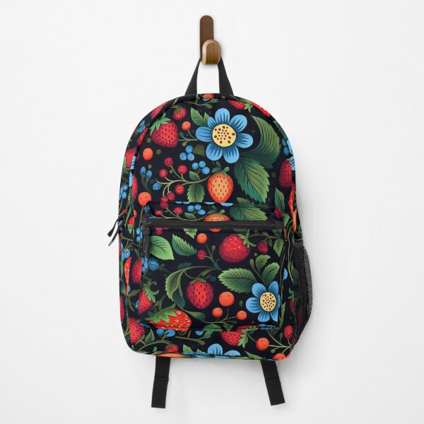 Item preview, Dark Strawberry Pattern - Folk vibe designed and sold by HugosHuesViews.