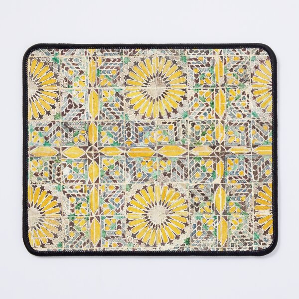Item preview, Vintage Moroccan Tile Watercolour Pattern in Yellow, Green and Blue | P270 designed and sold by Piccolo Fiore Prints.
