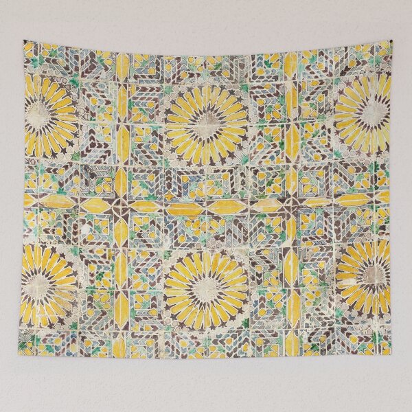 Item preview, Vintage Moroccan Tile Watercolour Pattern in Yellow, Green and Blue | P270 designed and sold by Piccolo Fiore Prints.