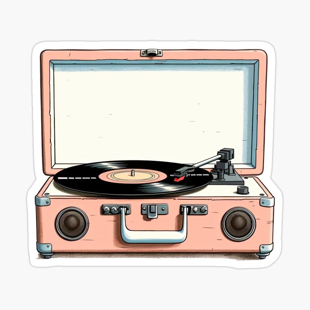 Pink Record Player Poster - Glitter vinyl 