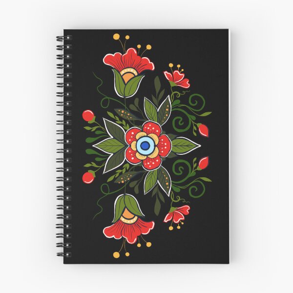 Item preview, red hand-painted flowers, bells in folk style designed and sold by Hennagirl.