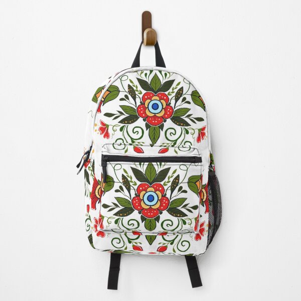 Item preview, red hand-painted flowers, bells in folk style designed and sold by Hennagirl.