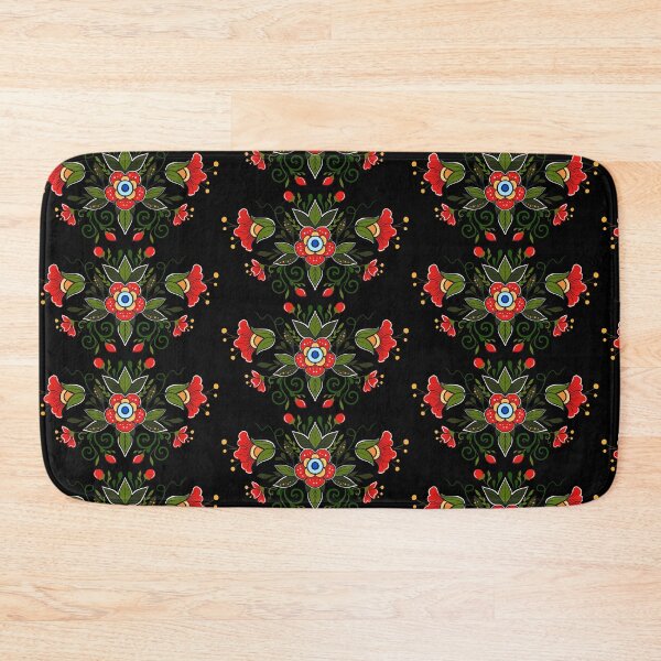 Item preview, red hand-painted flowers, bells in folk style designed and sold by Hennagirl.