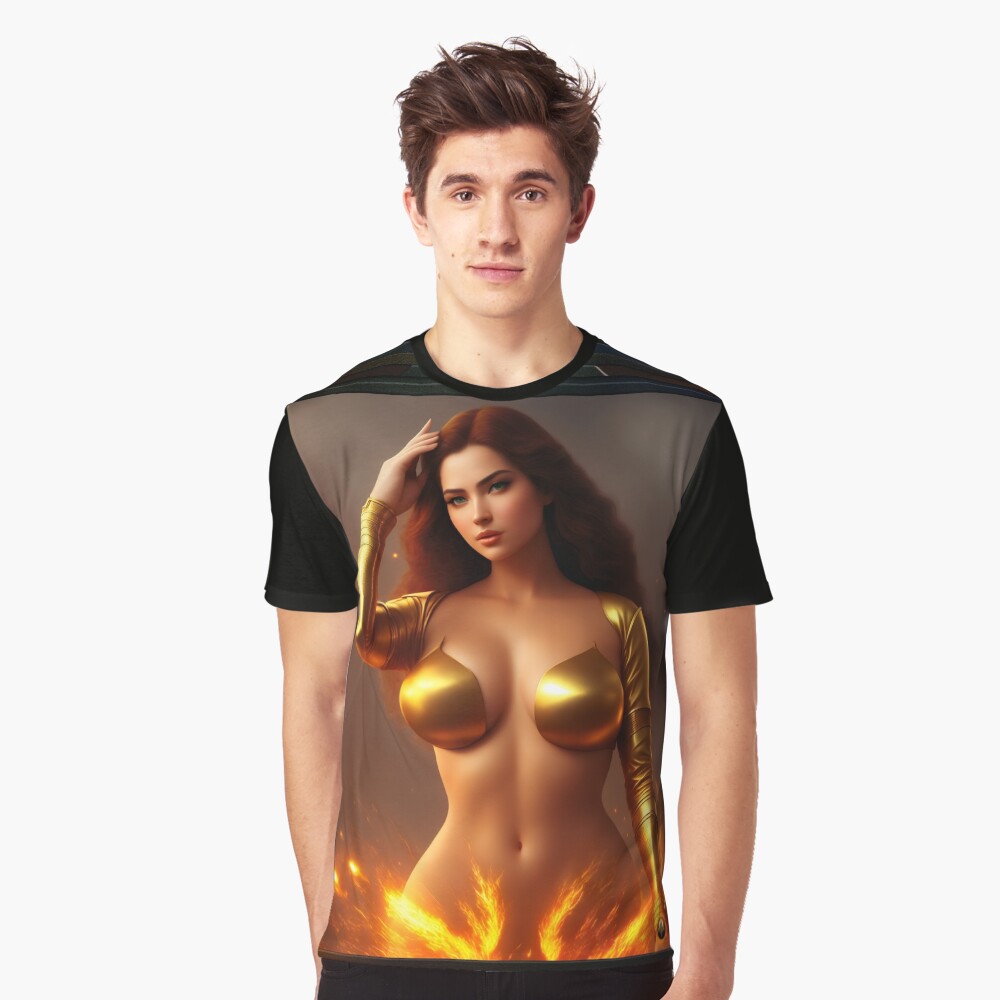 Athrika The Goddess Of Fire Beautiful AI Concept Art Portrait by Xzendor7 Graphics T-Shirt
