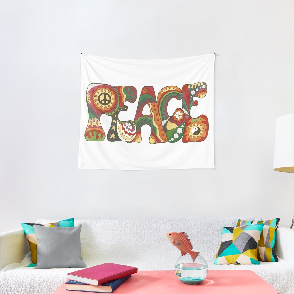 Vintage Psychedelic Peace Tapestry