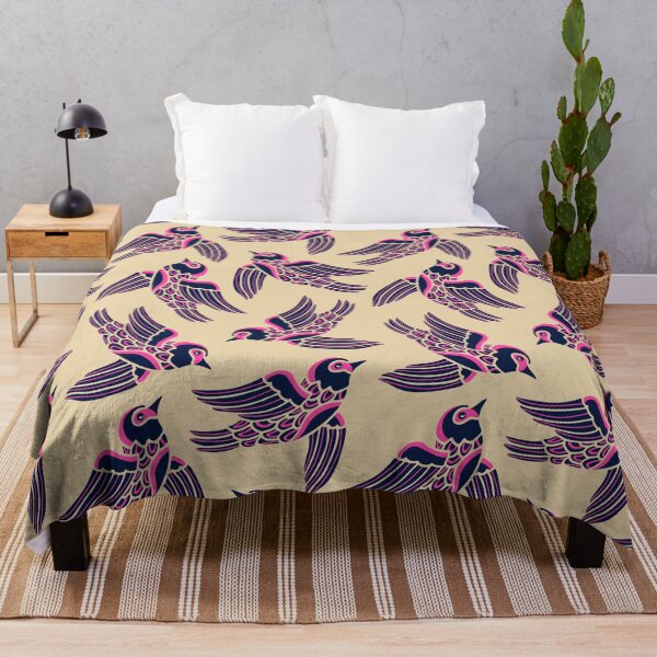Item preview, BIRDS FLYING HIGHER Cute Aspirational Hopeful Birds Nature Wildlife in Fuchsia Pink Cream Dark Blue - UnBlink Studio by Jackie Tahara designed and sold by Jackie Tahara of UnBlink Studio.