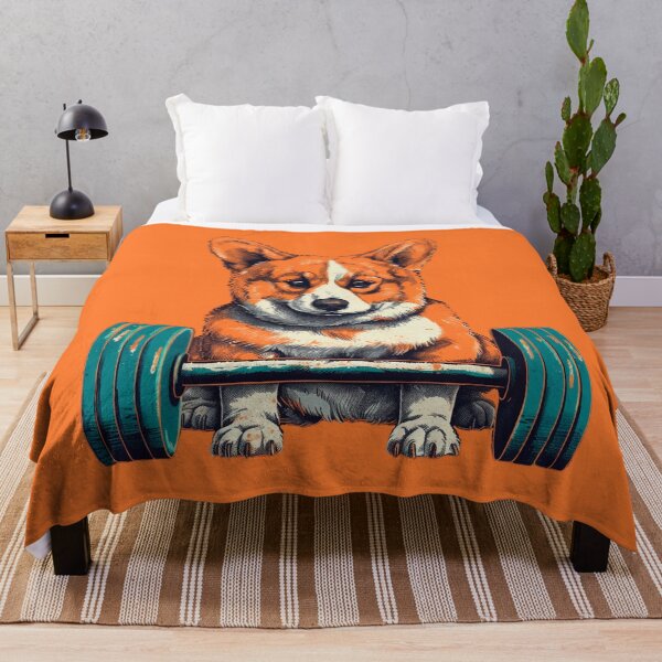 Item preview, Sporty Corgi Barbell Athletics Red And White Dog designed and sold by PinkPinkArts.