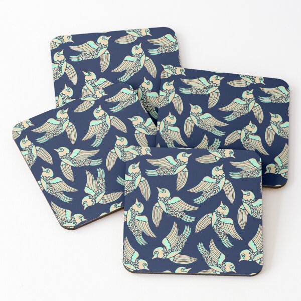Item preview, BIRDS FLYING HIGHER Cute Aspirational Hopeful Birds Nature Wildlife in Mint Sand Dark Blue - UnBlink Studio by Jackie Tahara designed and sold by Jackie Tahara of UnBlink Studio.