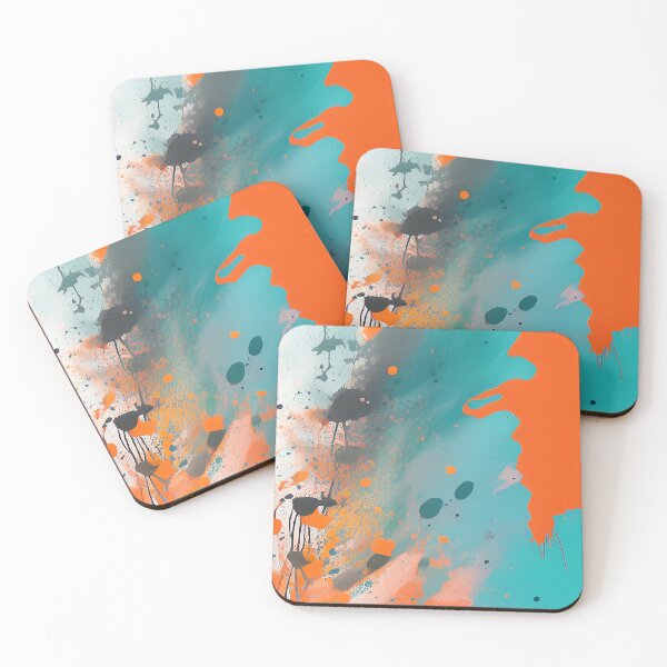 Item preview, Aqua and Orange Abstract Splashed Paint Design designed and sold by deniselynnimage.