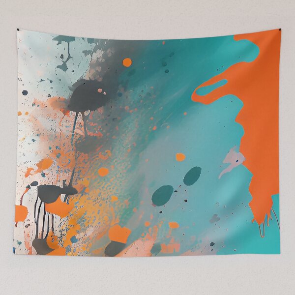 Item preview, Aqua and Orange Abstract Splashed Paint Design designed and sold by deniselynnimage.