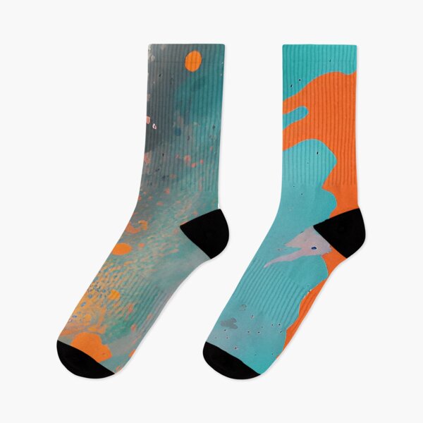 Item preview, Aqua and Orange Abstract Splashed Paint Design designed and sold by deniselynnimage.