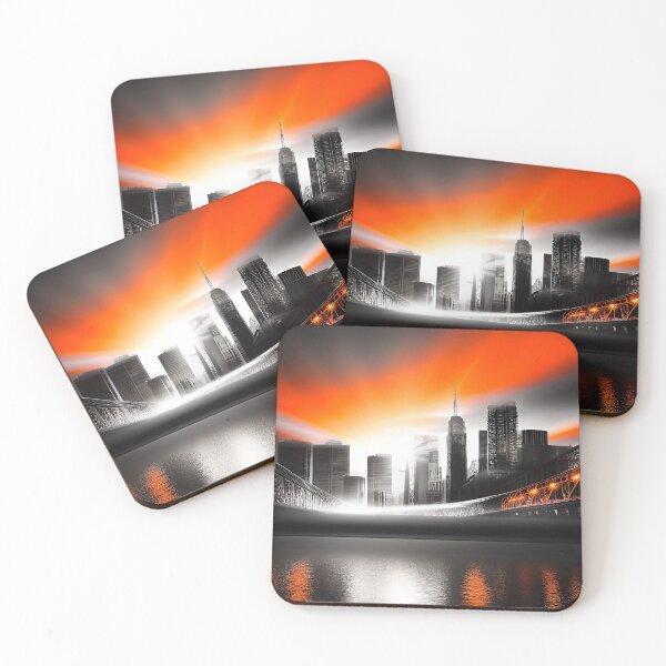 Item preview, City Landscape Brilliant Orange Skyline designed and sold by deniselynnimage.