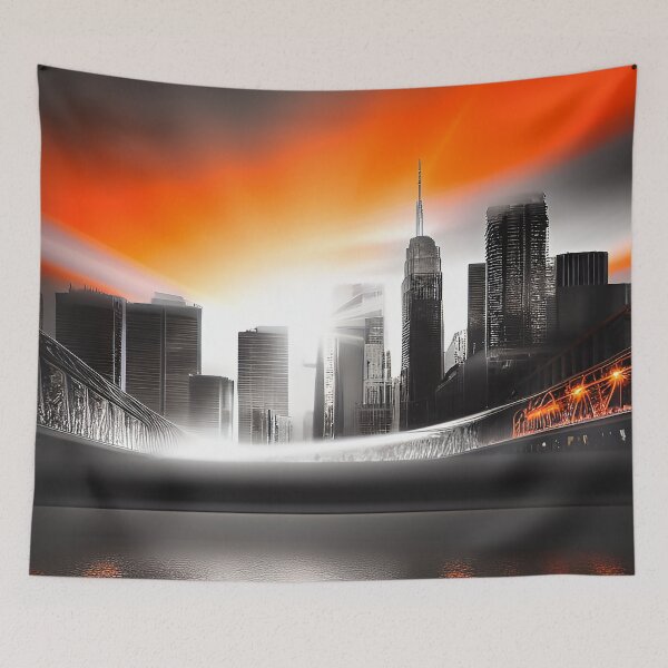 Item preview, City Landscape Brilliant Orange Skyline designed and sold by deniselynnimage.