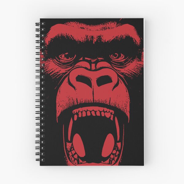 Item preview, Angry Gorilla Yelling Silverback Gorilla with Mouth Wide Open showing Teeth Red Version designed and sold by pelagio.