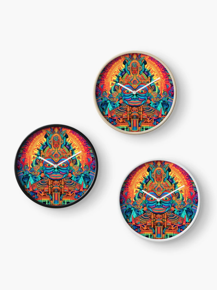 Thumbnail 3 of 4, Clock, Abstract Aztec Patterns designed and sold by Desfix.