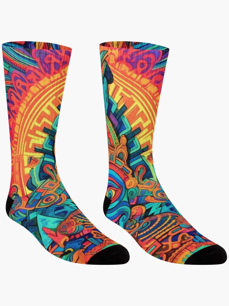 Thumbnail 3 of 5, Socks, Abstract Aztec Patterns designed and sold by Desfix.