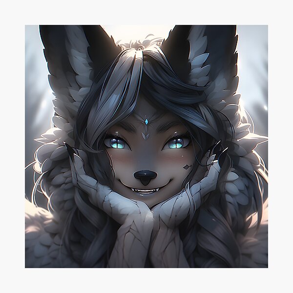 Smiling Wolf Girl Photographic Print