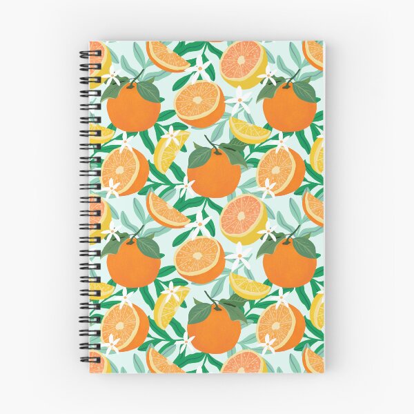 Item preview, Oranges and lemons fruit on blue designed and sold by Lindsay Marie Patterns.