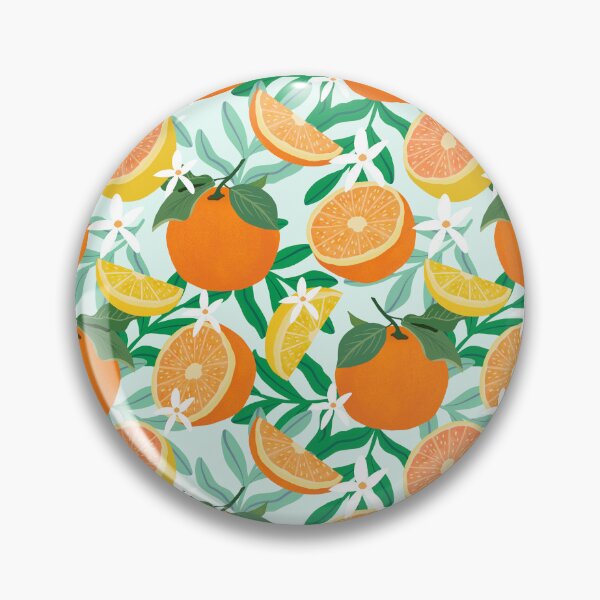 Item preview, Oranges and lemons fruit on blue designed and sold by Lindsay Marie Patterns.