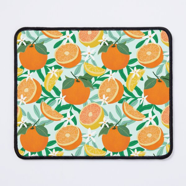 Item preview, Oranges and lemons fruit on blue designed and sold by Lindsay Marie Patterns.