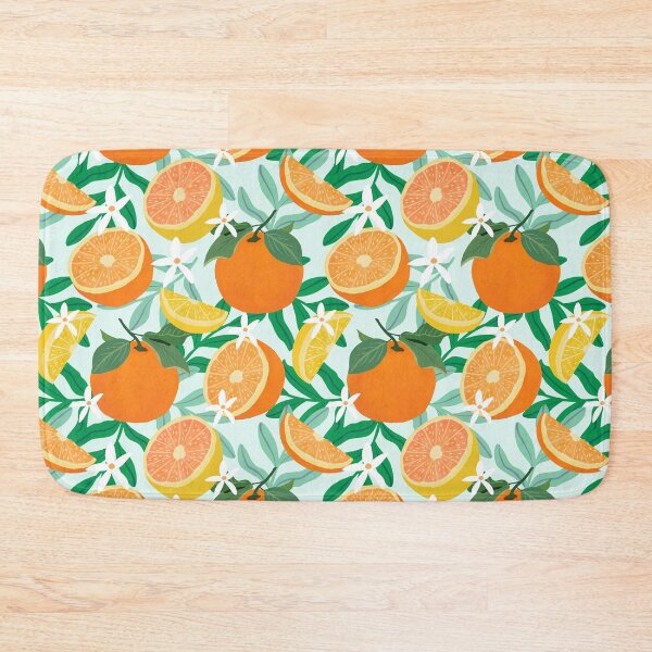 Item preview, Oranges and lemons fruit on blue designed and sold by Lindsay Marie Patterns.